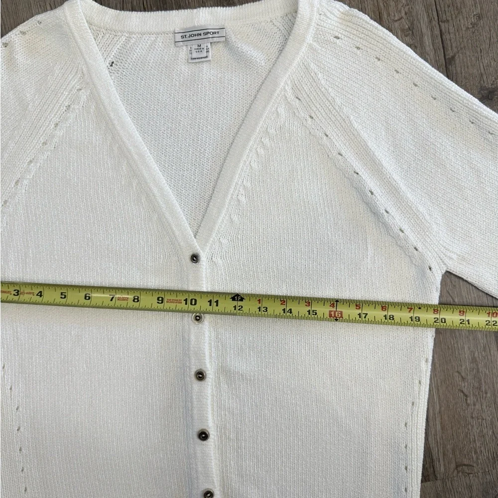 St. John Sport • V-Neck Short Sleeve Knit Cardigan - Picture 5 of 12